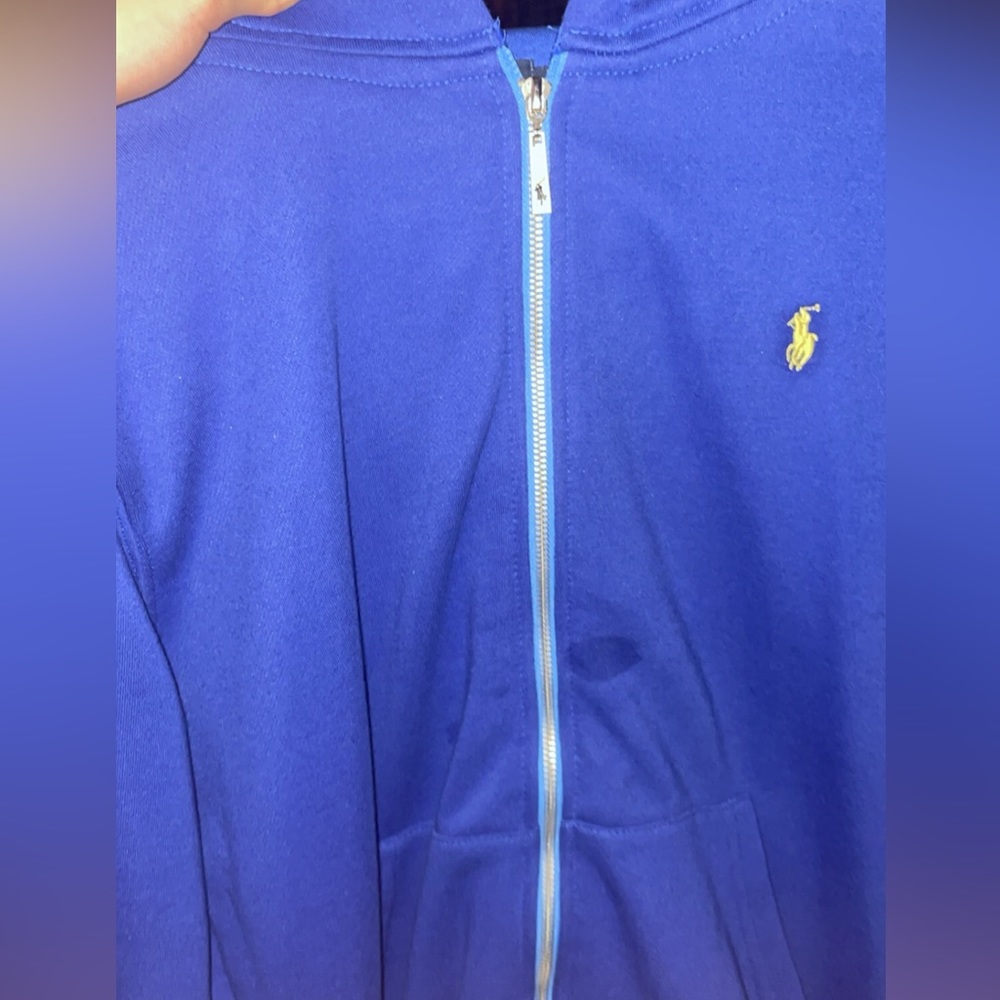 Polo Zip Up Hoodie Blue